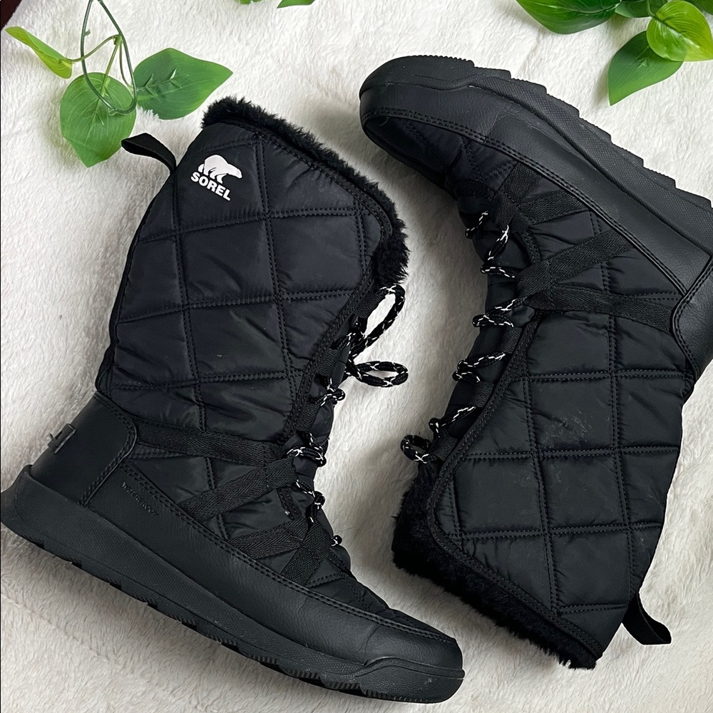 Sorel Whitney Quilted Black Winter Boots